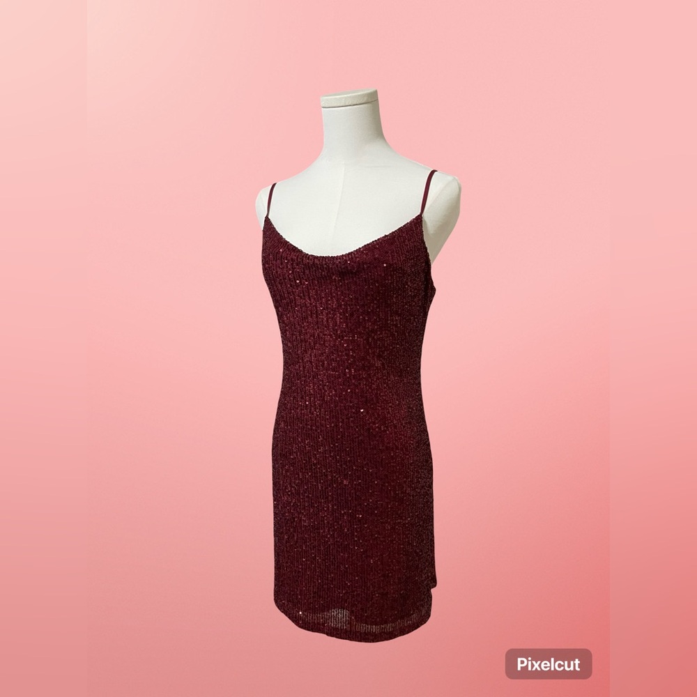 bebe Burgundy Sequin Mini Dress